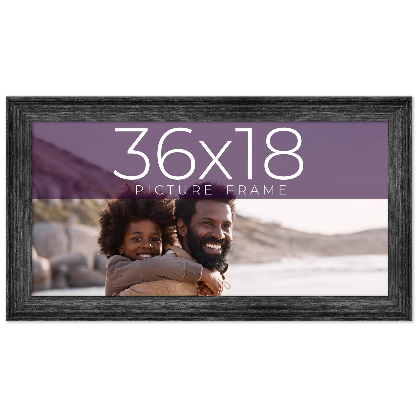 36x18 Black Picture Frame - Wood Picture Frame Complete with UV